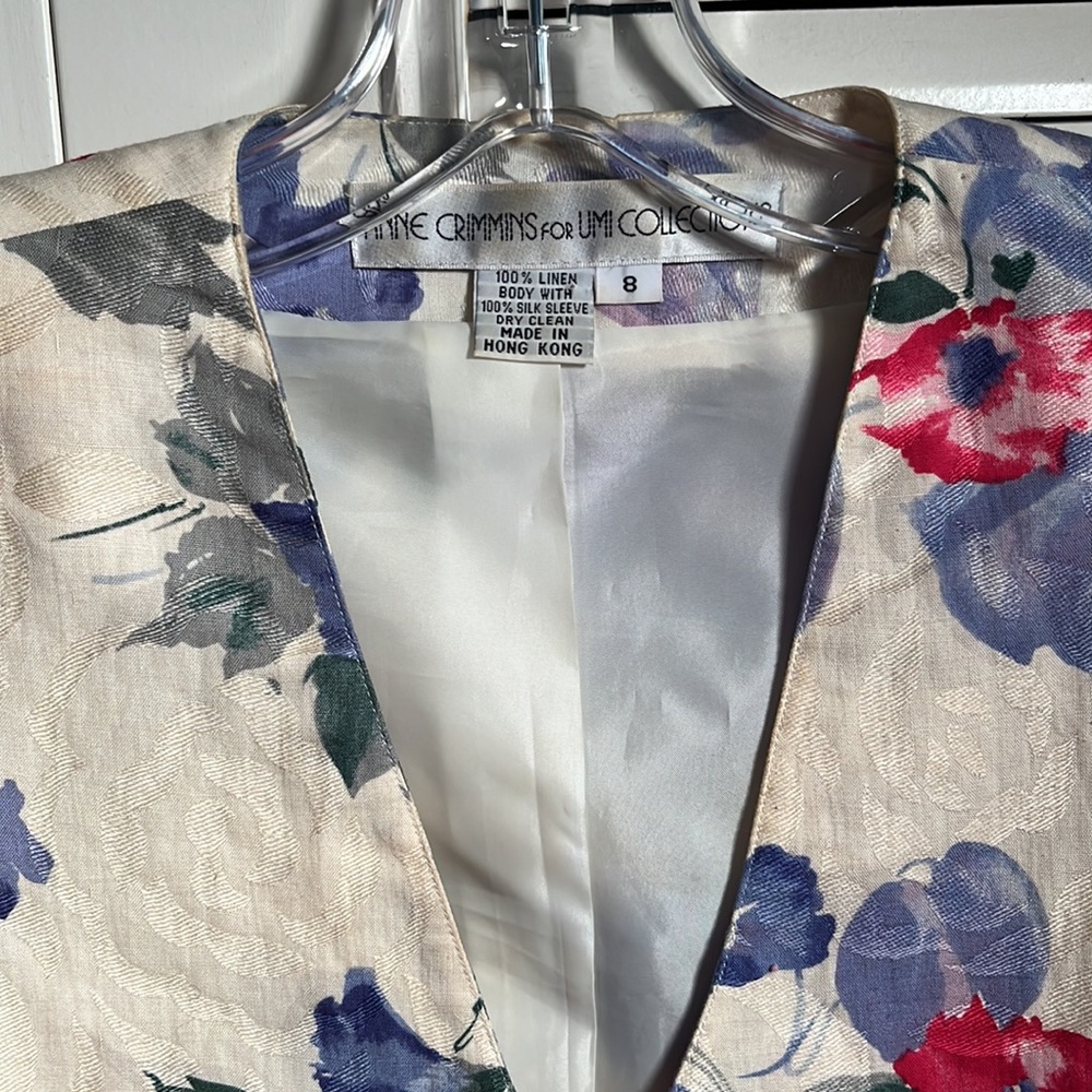 Blazer, Anne Crimmins Linen GORGEOUS Blazer Jacket! 8 Body Linen, Sleeves Silk - Picture 5 of 6